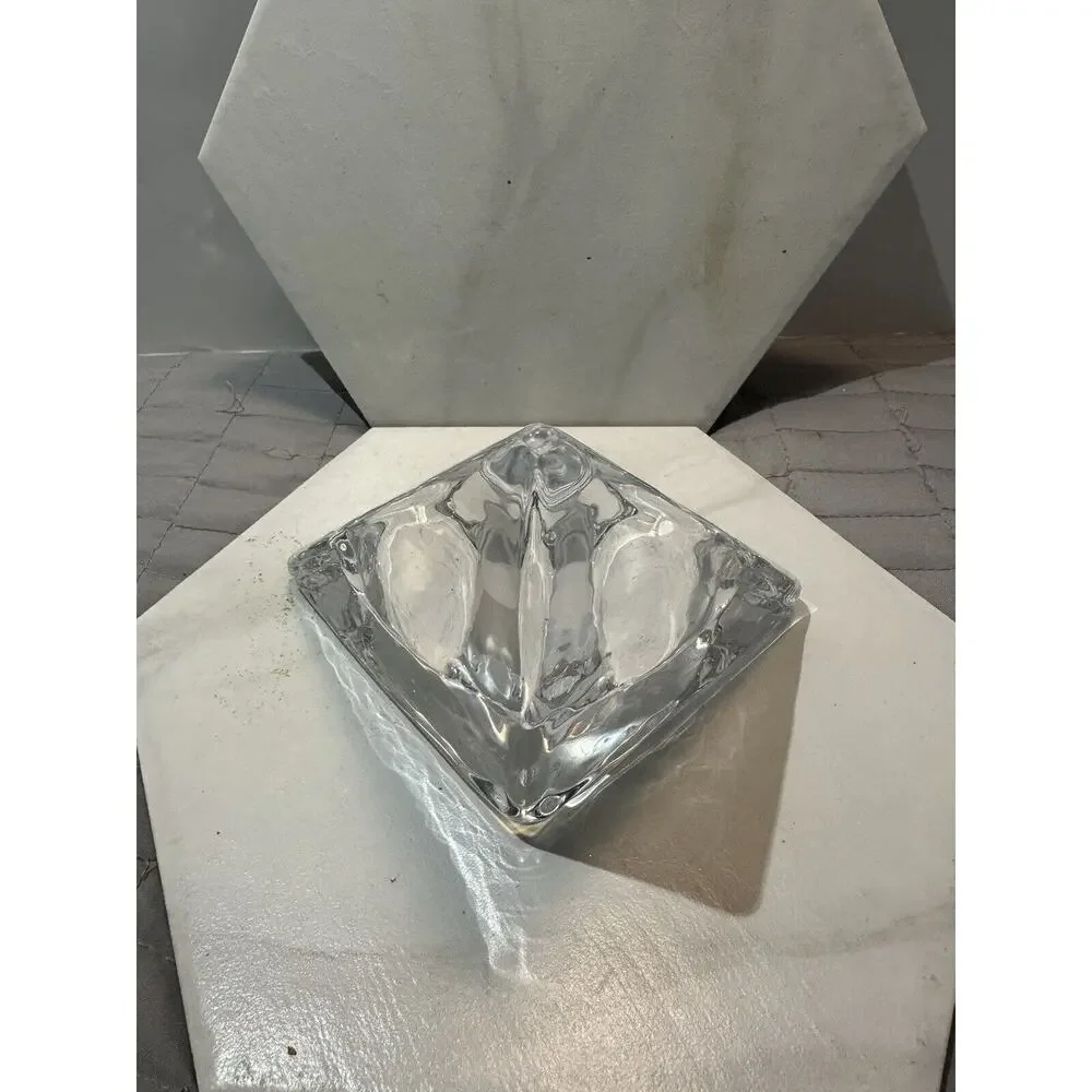 VTG MCM  Ice Crystal Munro Glass Pyramid LG Pillar Candle Holder Art